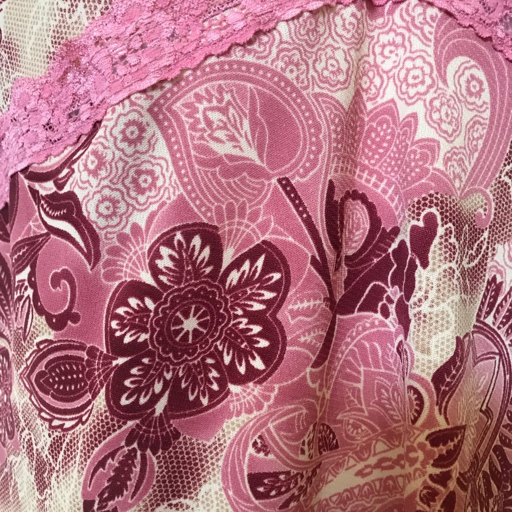 ❌SOLD❌NWT Pink Lace Trim Short Sleeve Top - Picture 7 of 14
